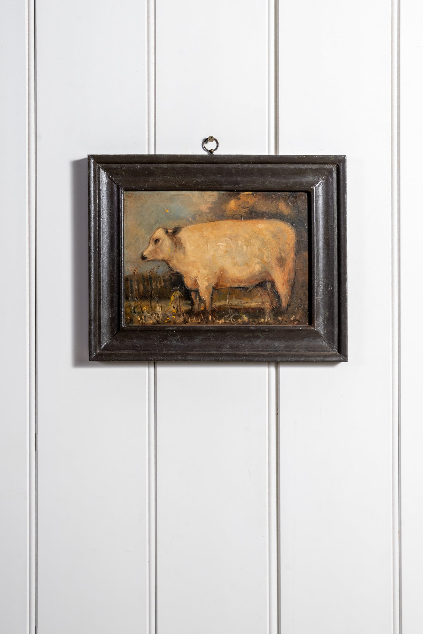 "The White Bull" Naive Painting