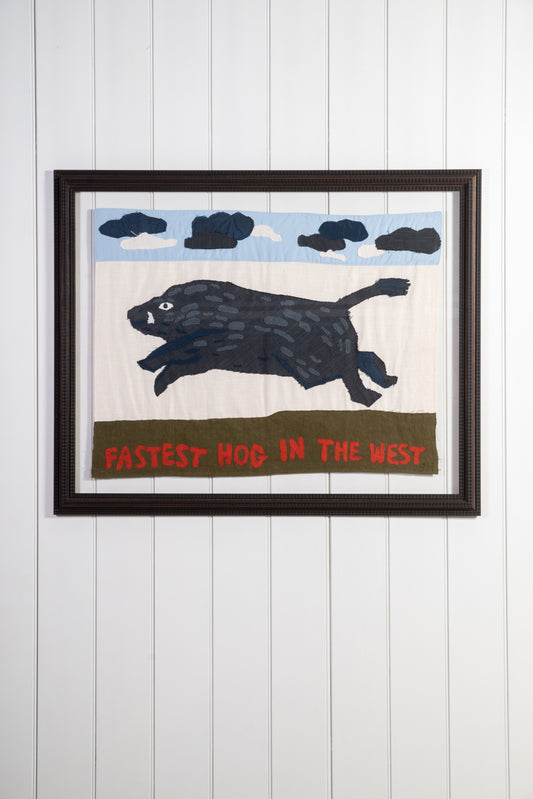 "Fastest Hog in the West" Tapestry Flag