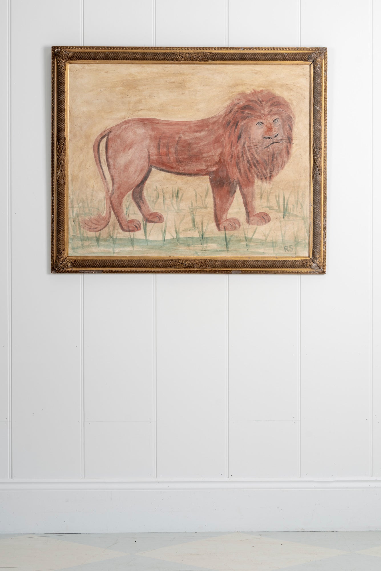 Folky Painting of a Lion