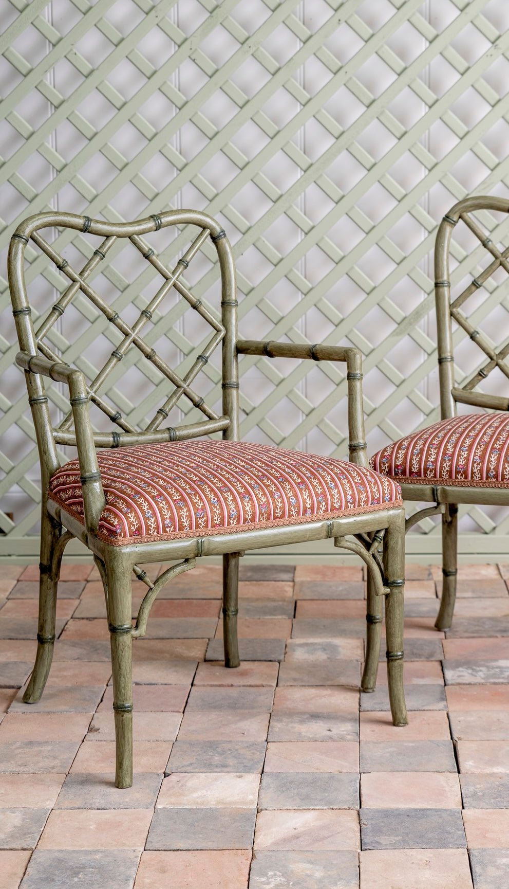 A Pair of Faux Bamboo Carver Chairs