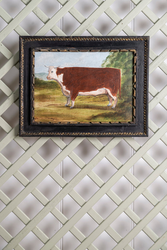 Naive Folk Art Painting of a Bull