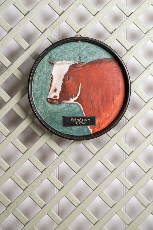 "Primitive Cow" Metal Tray