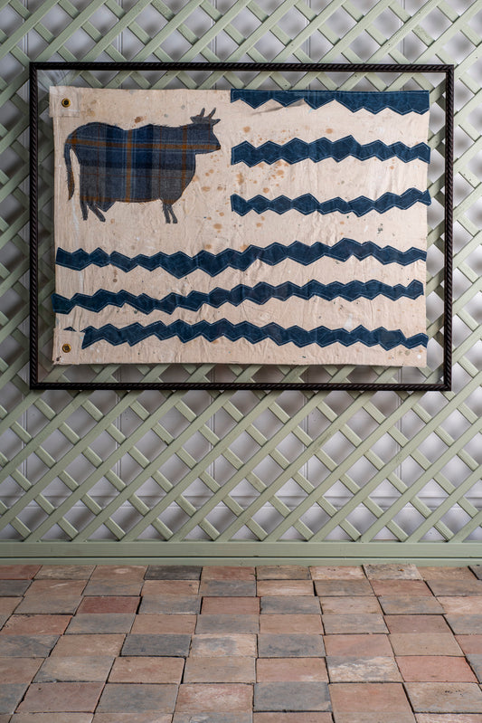 "Cow and Stripes" Framed Flag