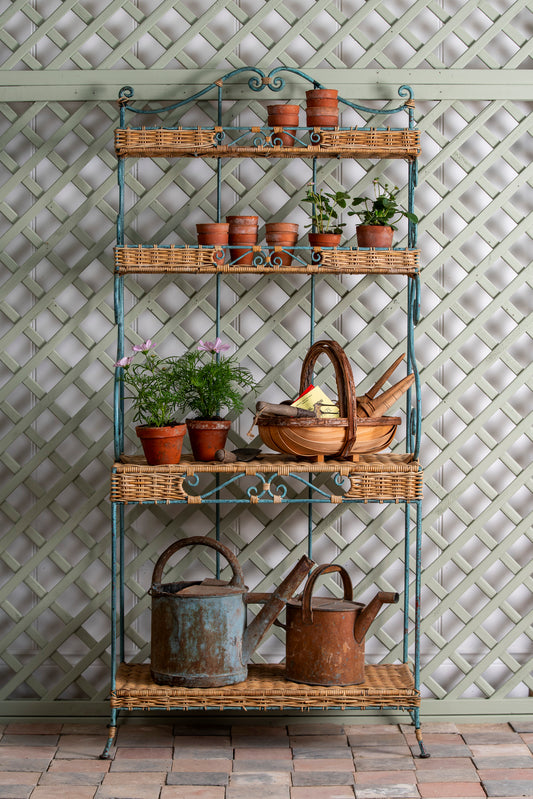 Metal and Wicker Étagère