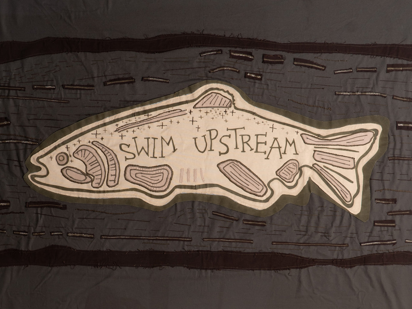 "Swim Upstream" Tapestry Flag