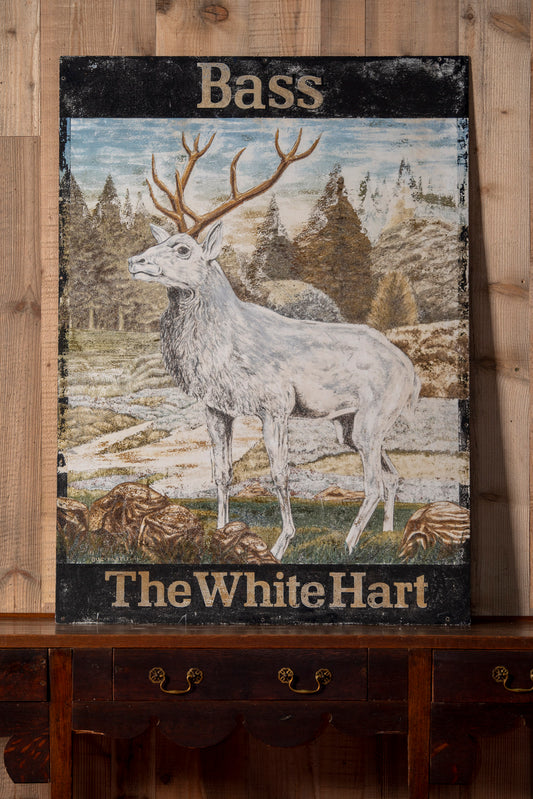"The White Hart" Metal Sign