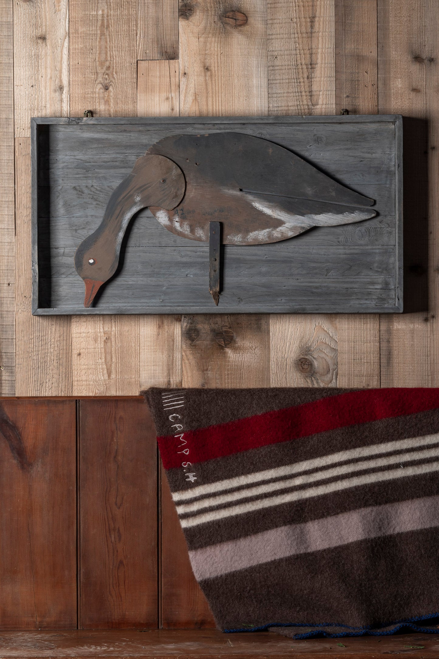 Framed Wooden Goose Decoy
