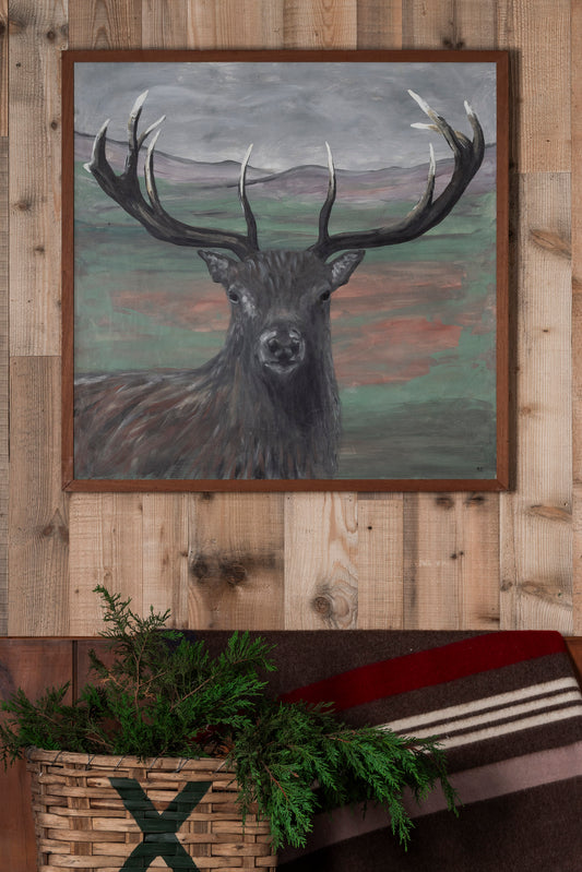 "The Stag" folk art painting