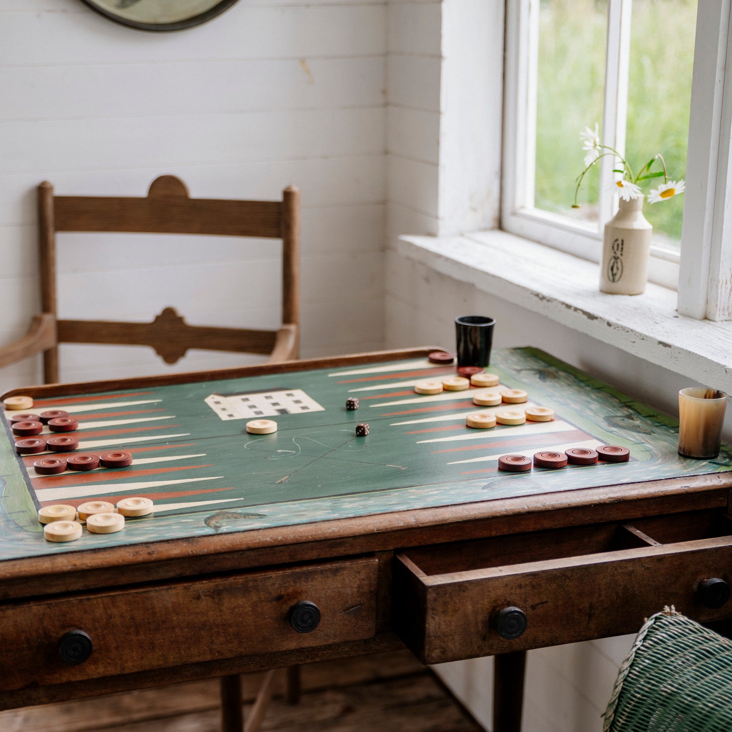 Lake House Folky Backgammon Table