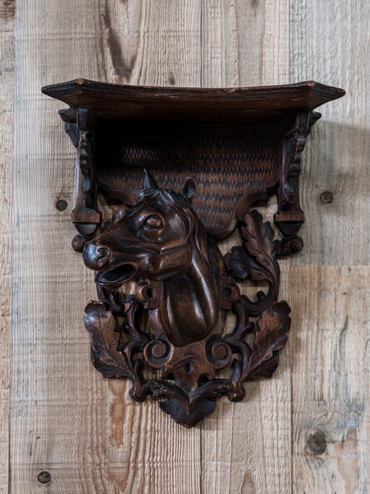 Hand Carved Horse Head Shelf