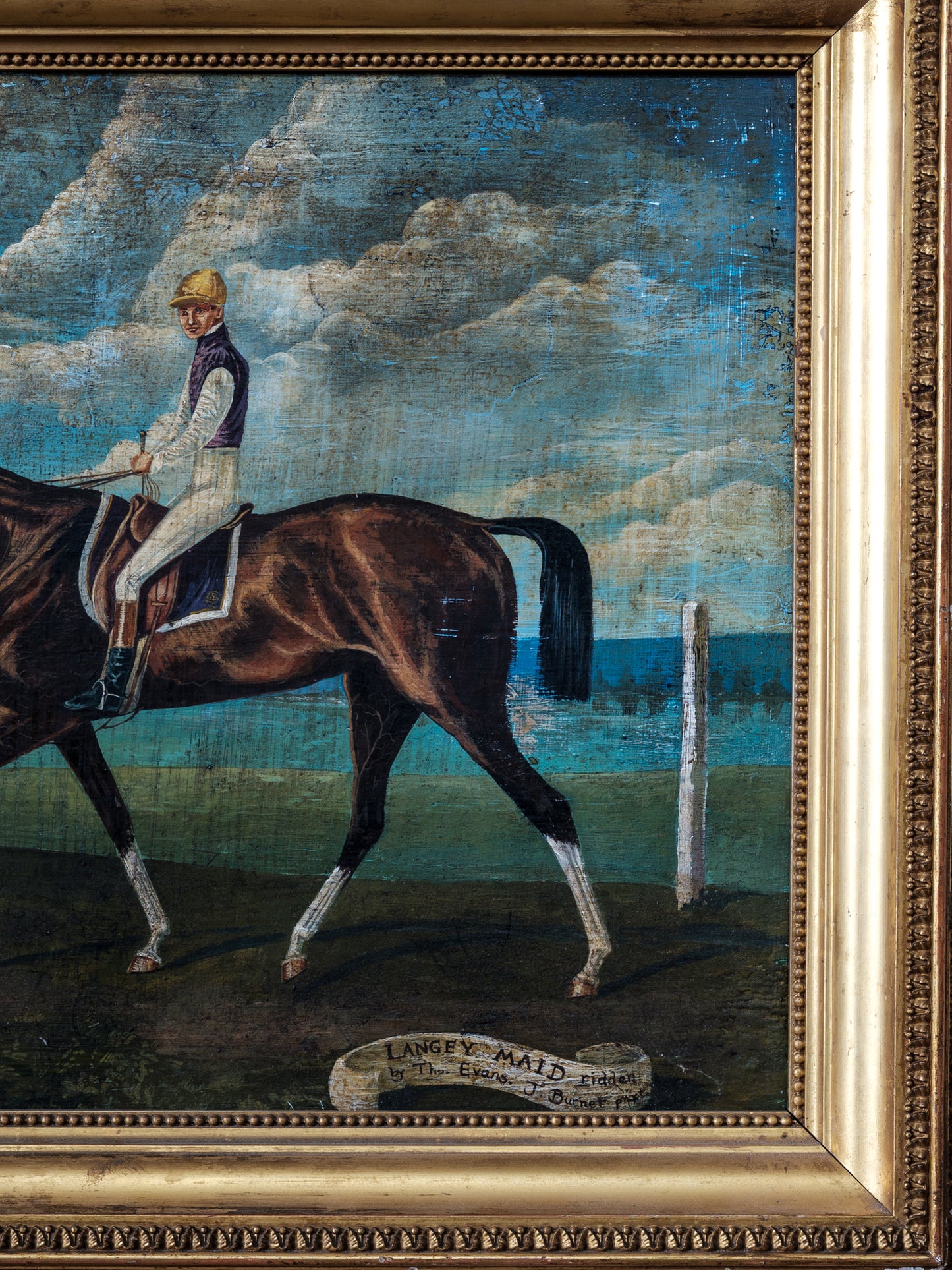 Antique Painting of a Jockey and Racehorse