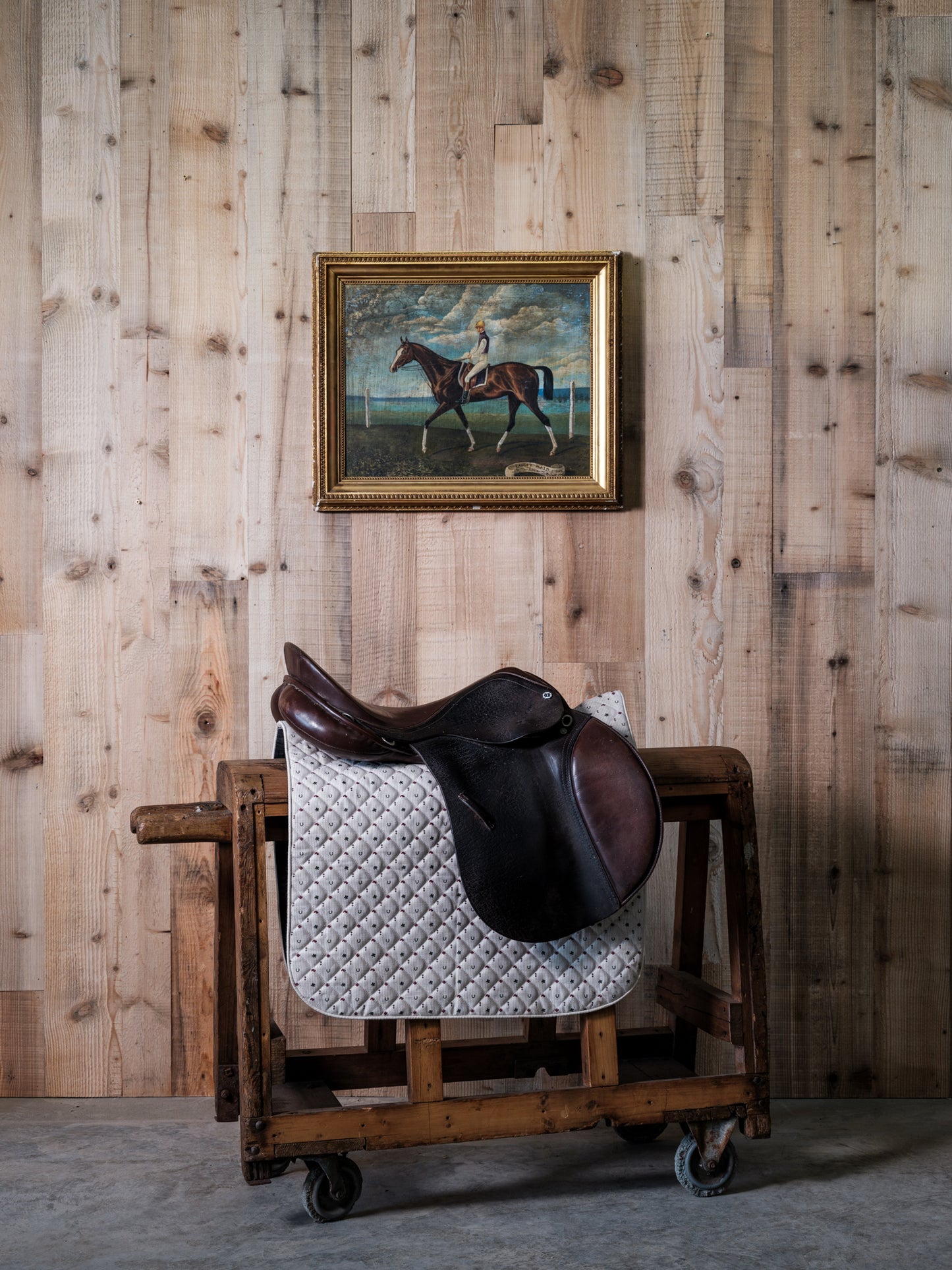 Antique Painting of a Jockey and Racehorse