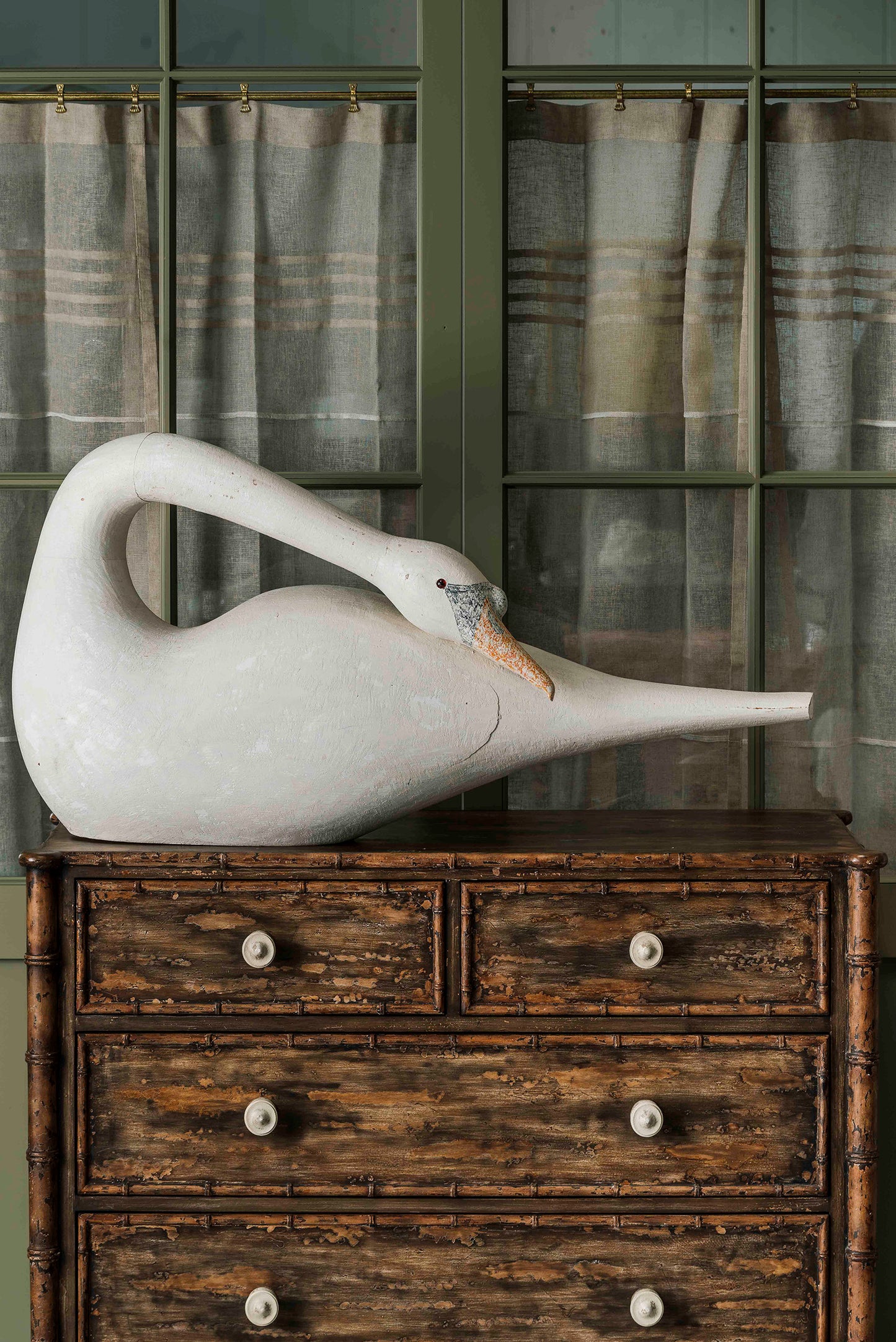 Pair of Carved Swan Sculptures