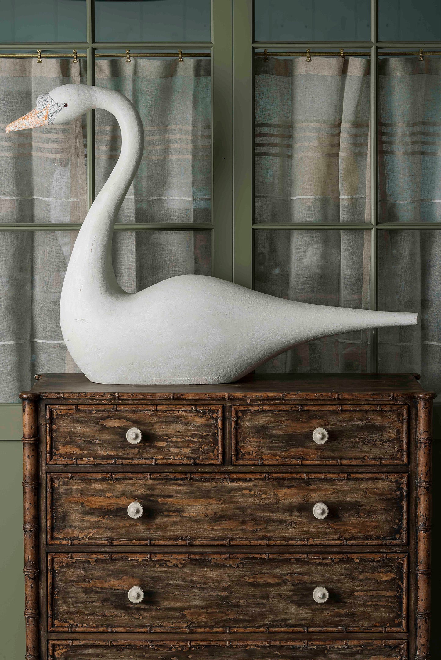 Pair of Carved Swan Sculptures