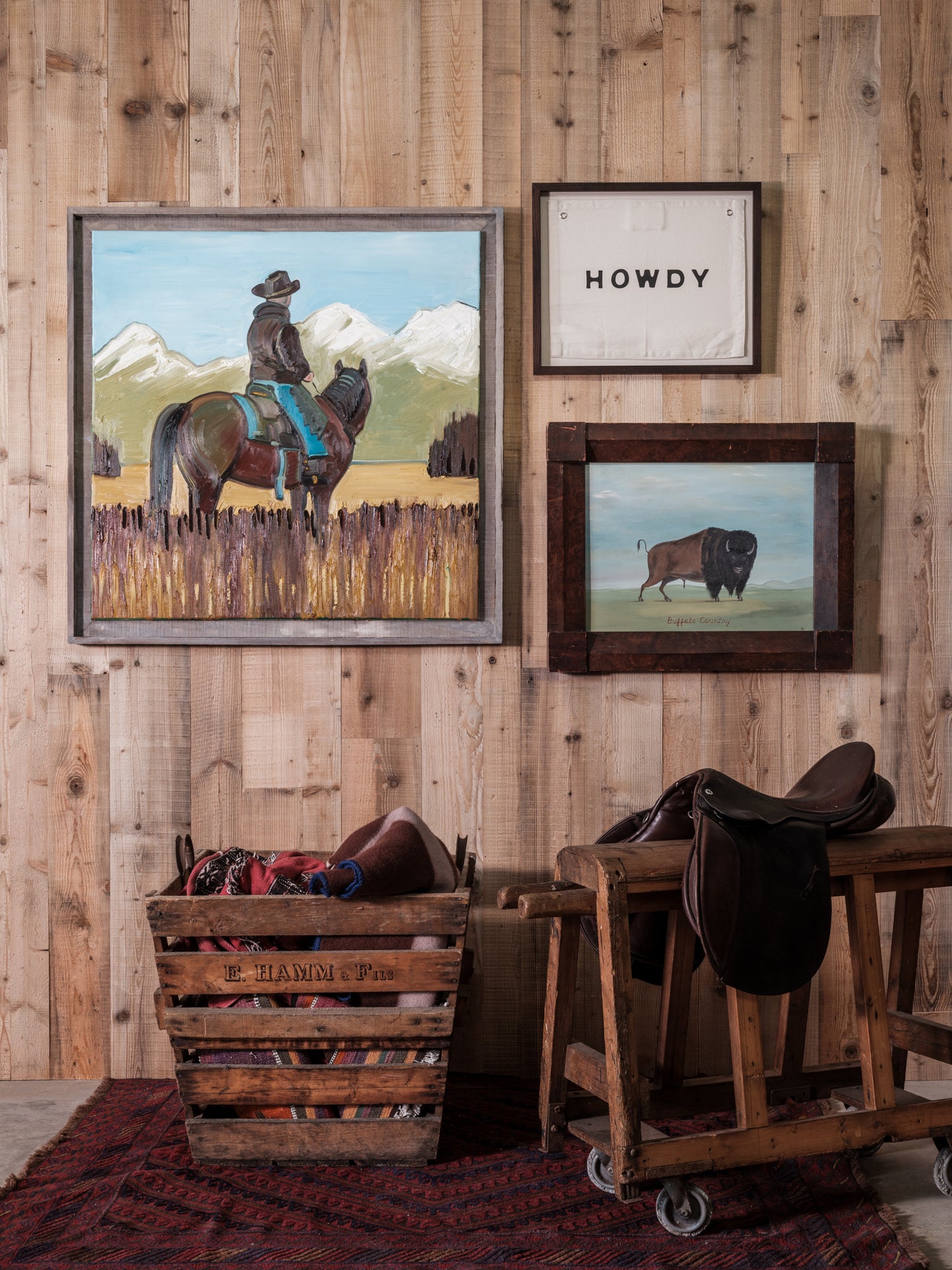"Buffalo Country" Naive Painting