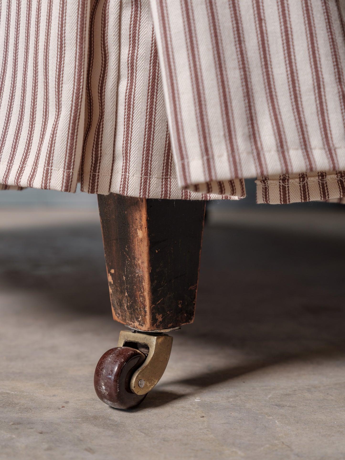 Ticking Armchair with Skirt