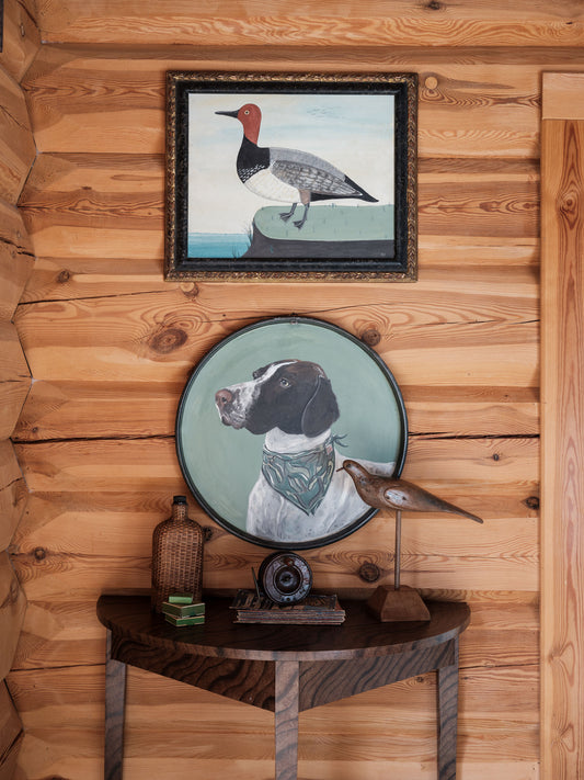 Folky Painting of a Red Headed Duck