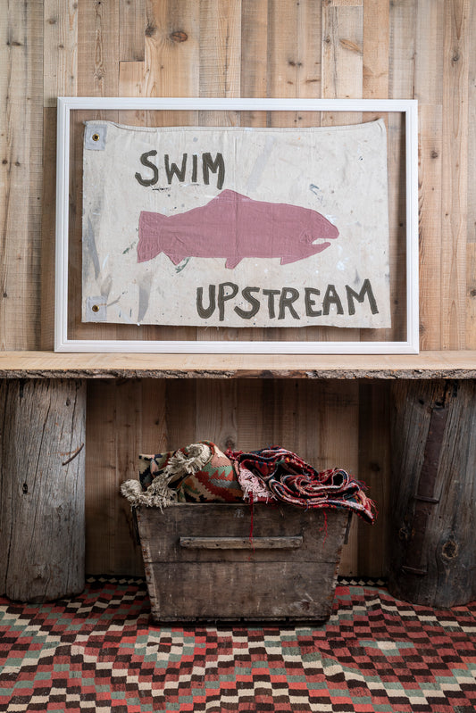 "Swim Upstream" Framed Flag