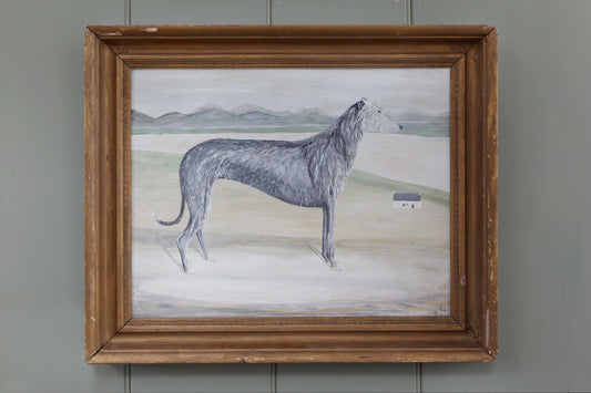 Folk Art Painting of an Irish Wolfhound