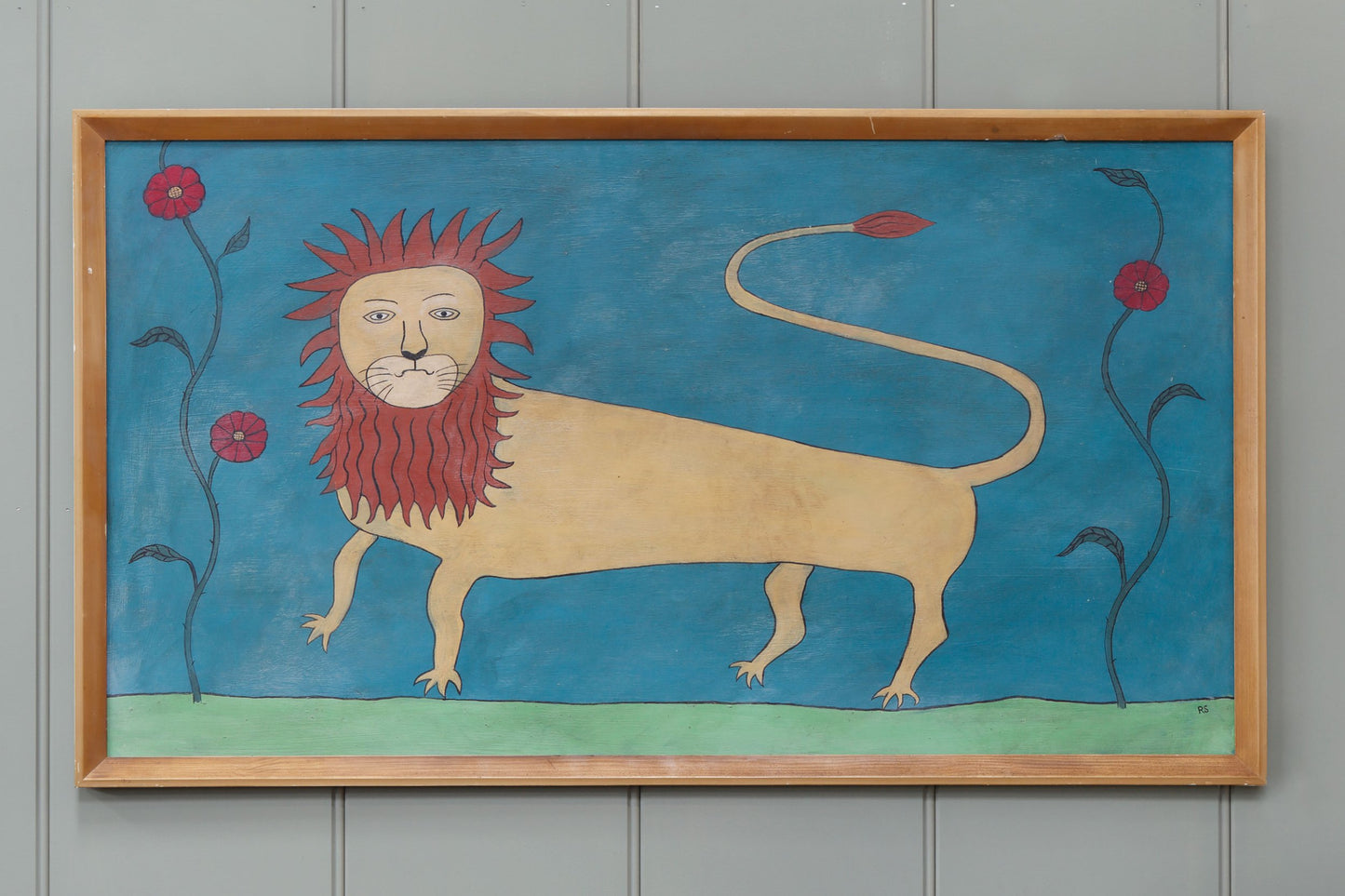 Folk Art Painting of a Lion