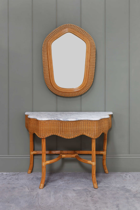 Woven Scalloped Console and Mirror