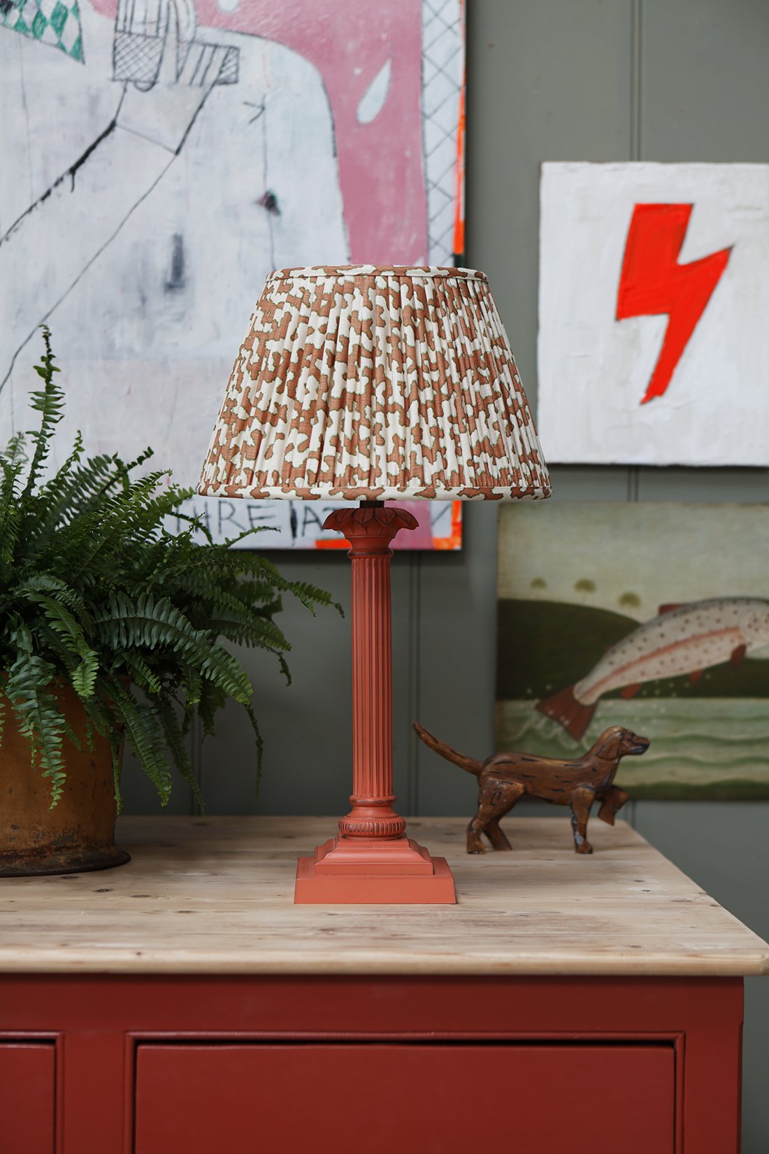 The Palm Column Lamp - Lobster Orange