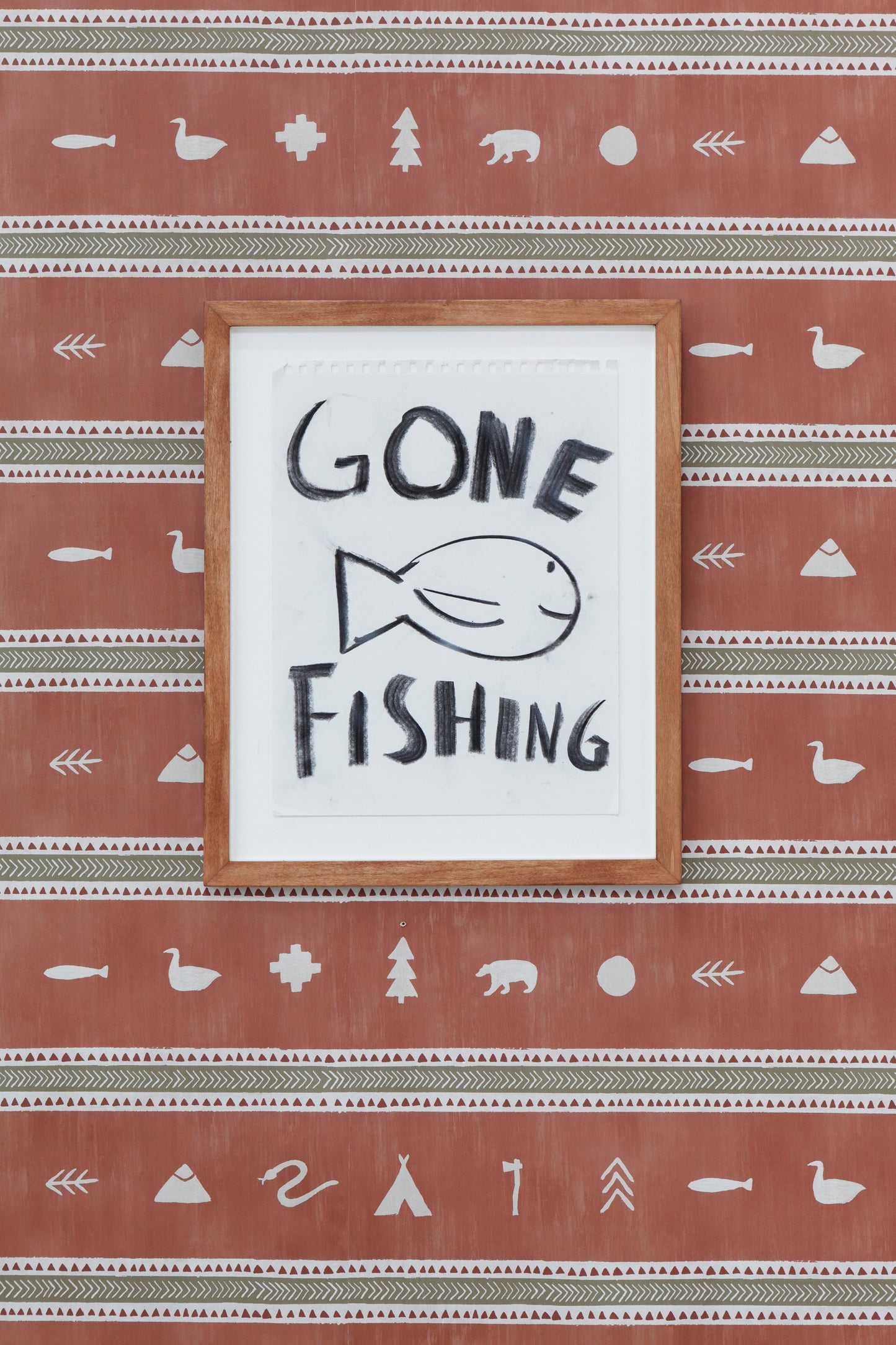 "Gone Fishing" Framed Charcoal Sketch
