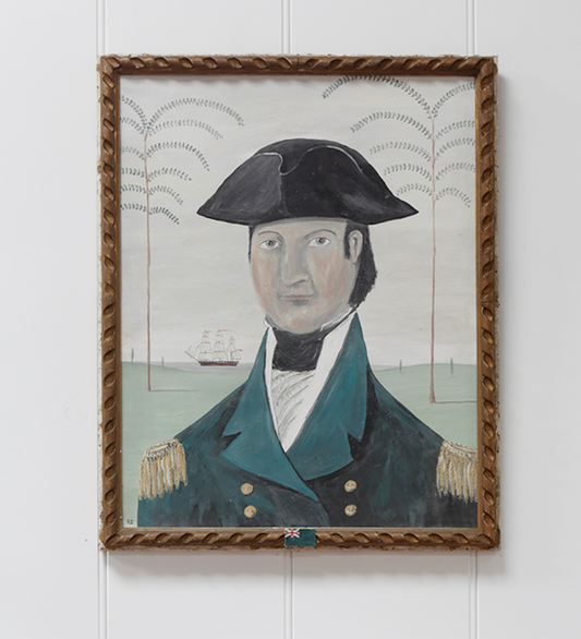Folk Art Painting of a Naval Captain