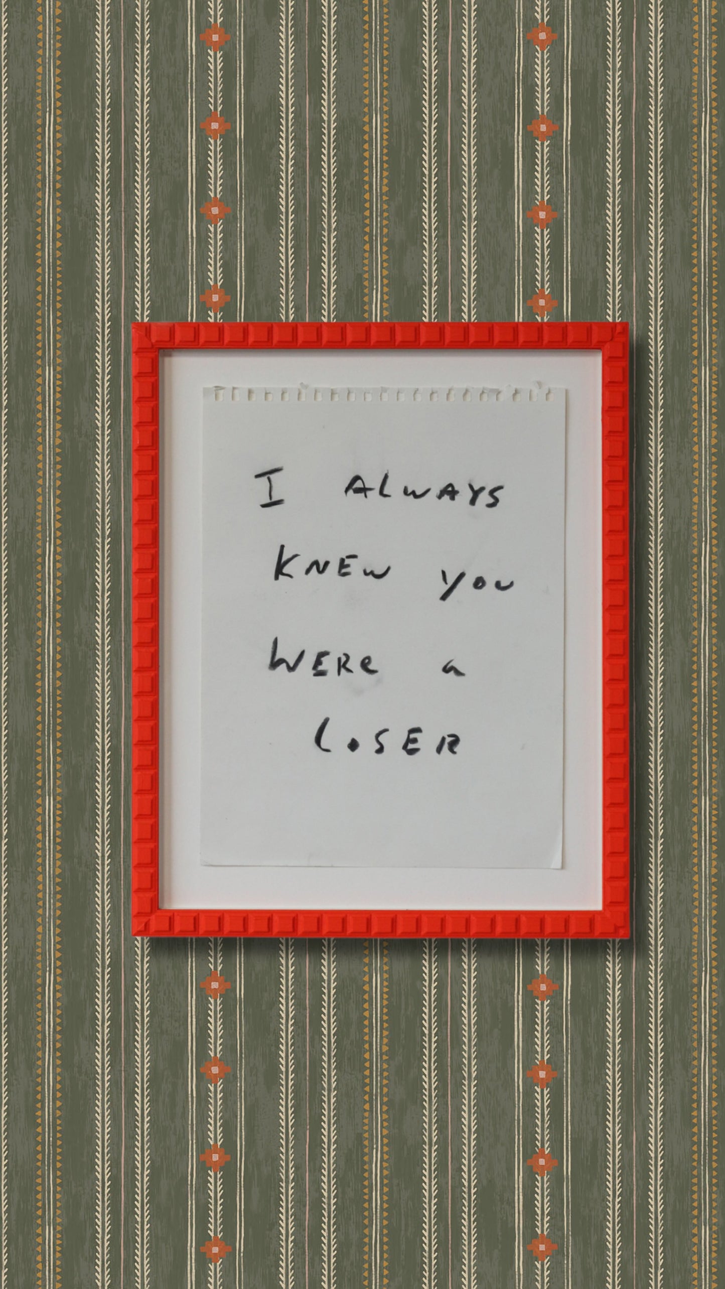 "I Always Knew You Were a Loser" Framed Charcoal Sketch